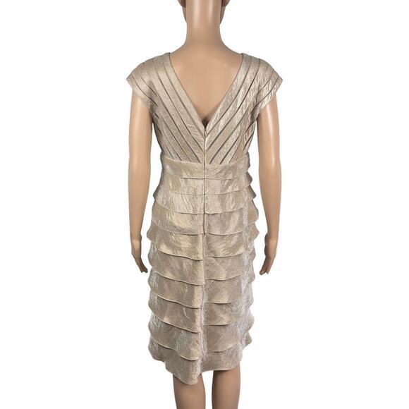 Adrianna Papell Tiered Ruffle Pleated Bodice Satin Dress (8) - Picture 4 of 16